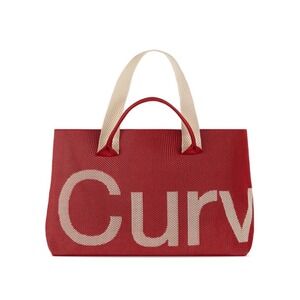 Curves Perforated Knit Tote Scarlett Red Graphic Mesh Dual Handle Bag NEW